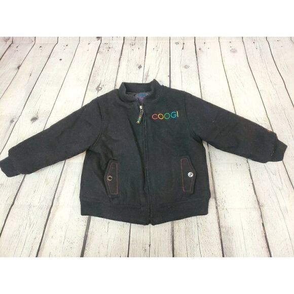 Girls 2T Wool Toddler Coat Coogi Winter Parka Hood Black Colored Embroidery